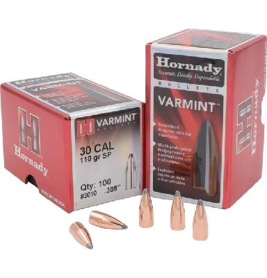 Proj - 30cal - Hornady 110gr SP  Varmint / 100pk