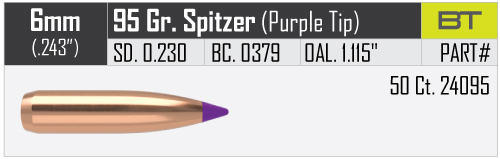 Proj - 6mm - Nosler 95gn Hunting BTip / 50pk