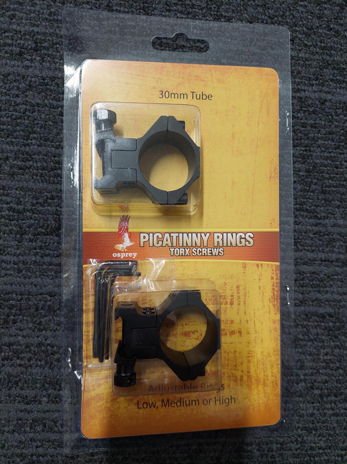 Scope Rings - Osprey 30mm Picatinny rings - Adjustable