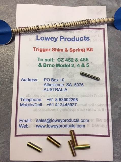 Lowey Trigger Shim & Spring Kit CZ452 CZ455 - Second Hand 